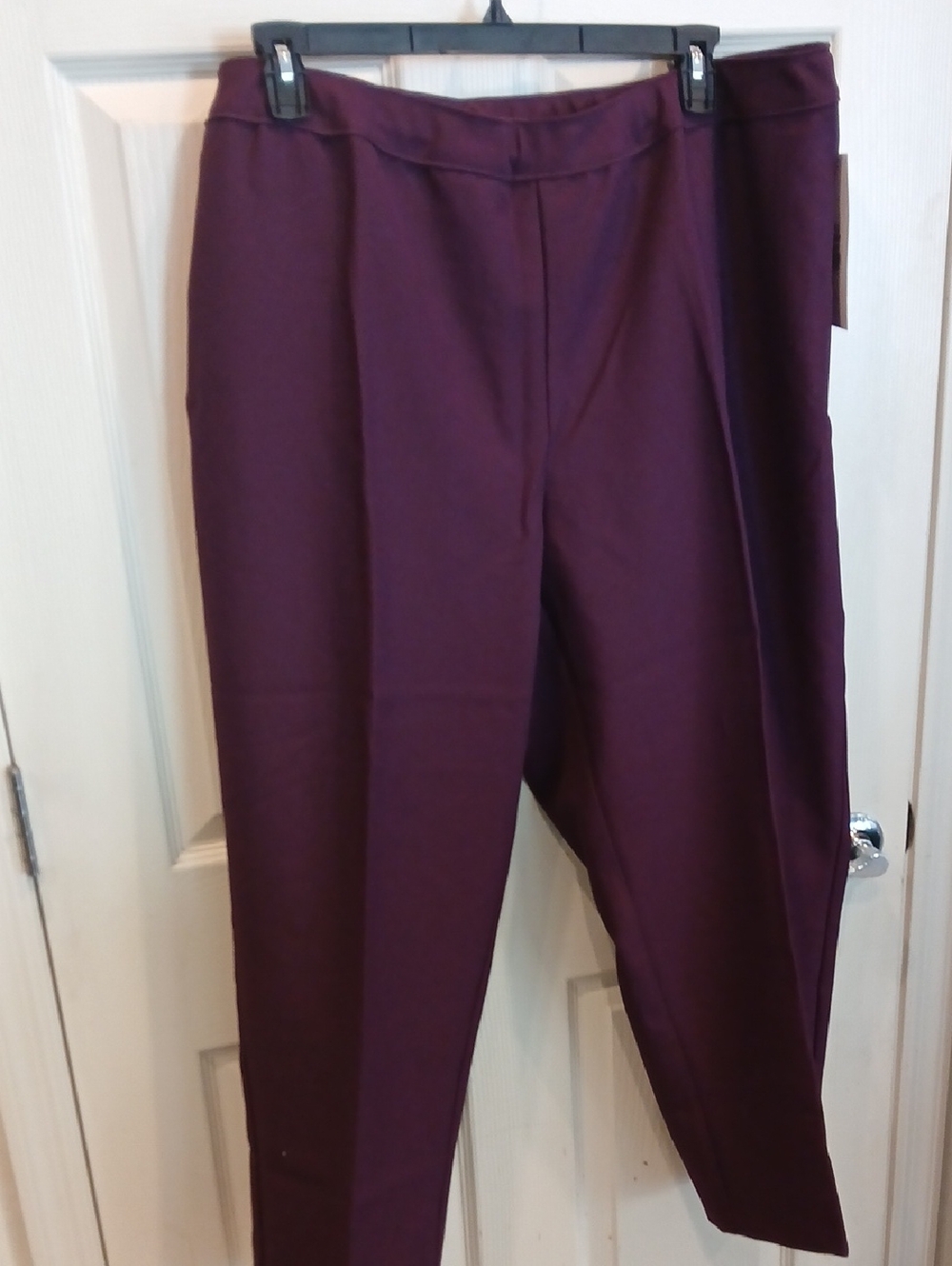 Stretch Pull-On Trousers in Plum